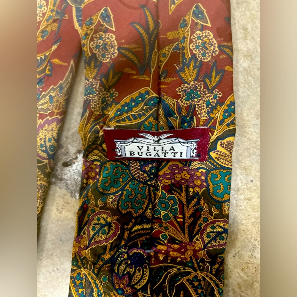 Villa Bugatti Men's Necktie Silk Paisley Design Pre-owned 100% Silk